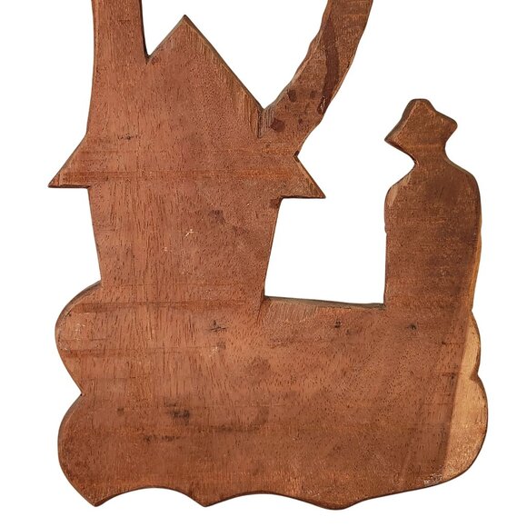 Hand-Carved Polynesian Wooden Wall Art Decor Hut Palm Tree Farmer Scene - Picture 5 of 6